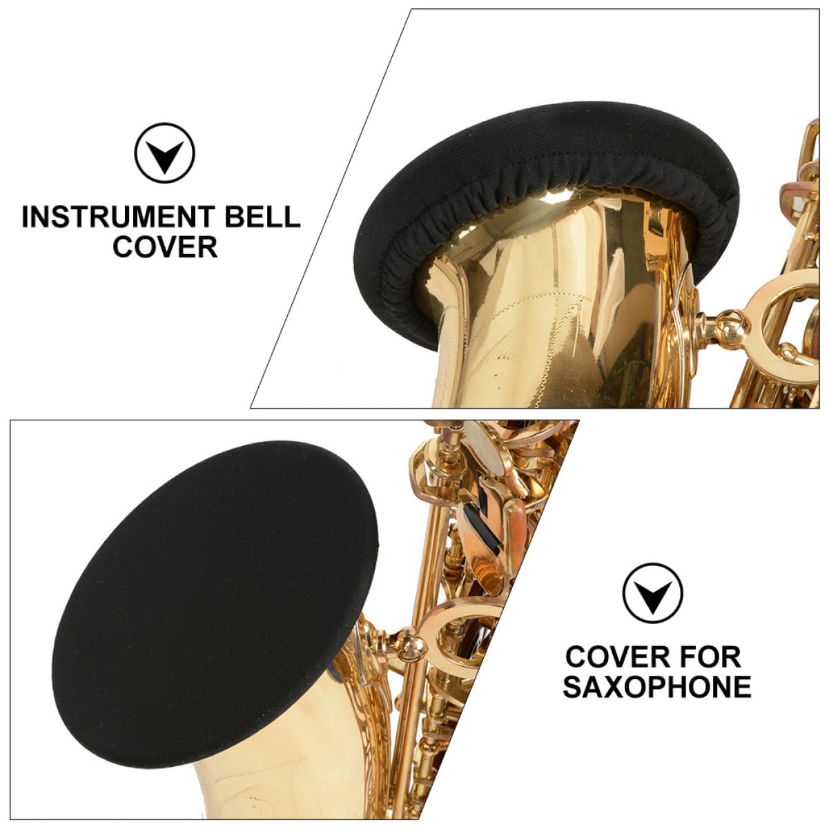 BESTonZON 5pcs Saxophone Protective Cover Tenor Saxophone Dust Cap Elastic Bell Cover for Music Instrument Black