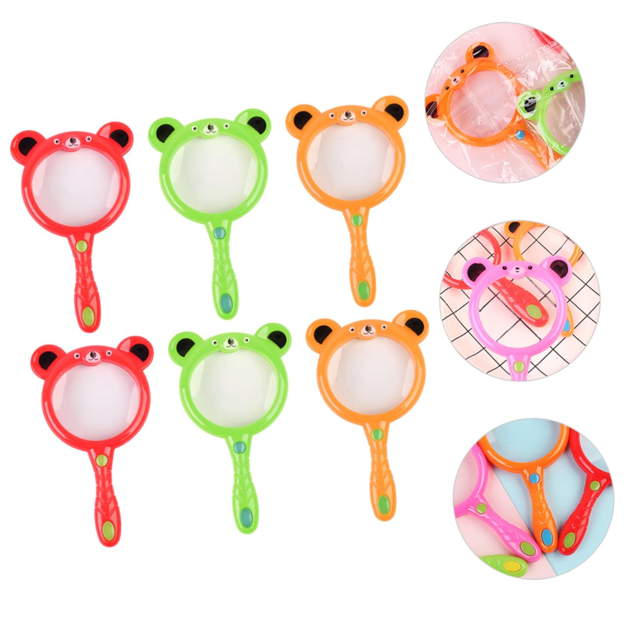 PartyKindom 6pcs Handheld Magnifying Glass Chic Bear Design for Adults Lightweight Handle for Reading Outdoor Exploration Educational Activities Random Color Random Color
