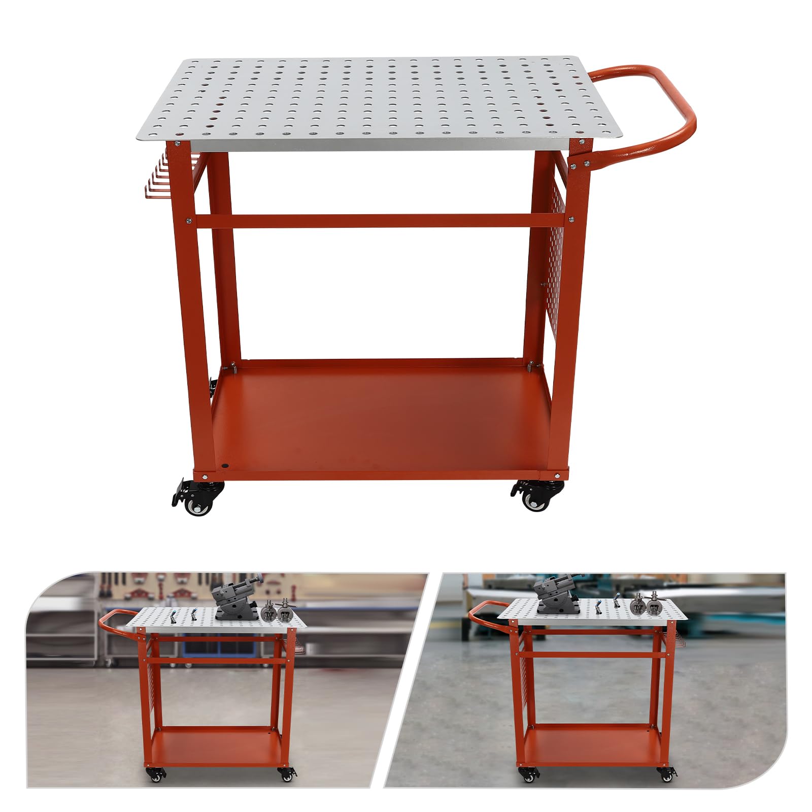 Mesa de soldadura, mesa de trabajo 600lbs capacidad de carga acero soldadura banco de trabajo mesa sobre ruedas, banco de trabajo portátil Puede ser utilizado en centrales eléctricas, metalurgia