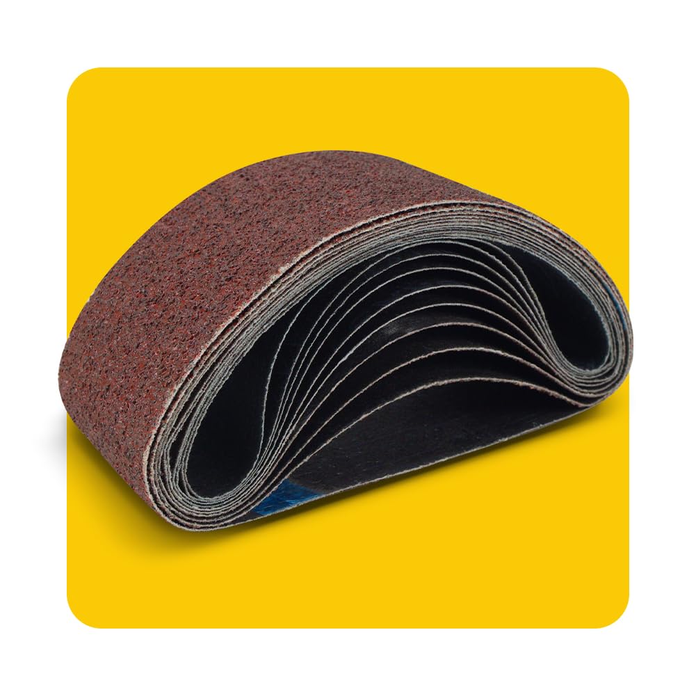 65x410mm Sanding Belt Assorted Pack, 10 Pcs (2 Each of 40/80/120/150/240 Grits), Aluminum Oxide for Sanders