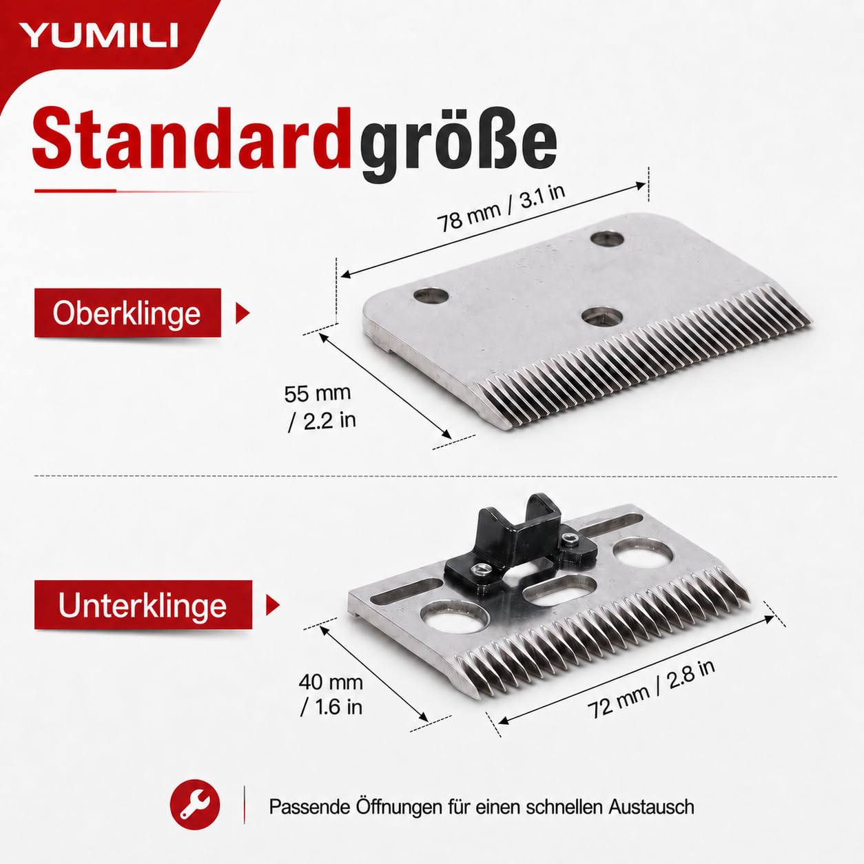 Pferdeschermaschinen Klingen, 35 Zähne Ersatzklingensatz für Schermaschine Pferd, Horse Clippers Blade, Hartmetall Viehhaarschneider für Pferden Kühen Ziegen Anderen Tieren mit Dickem Fell Entwickelt