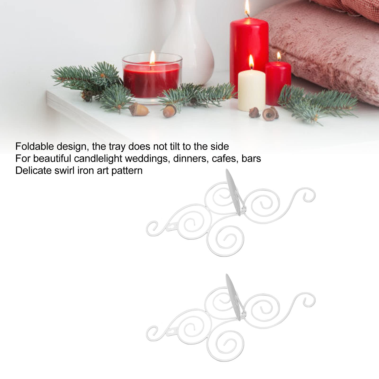 BuyWeek Portacandele da Parete, Set di 2 Portacandele da Appendere in Ferro Candele a Colonna da Parete per la Decorazione Domestica (Bianco)