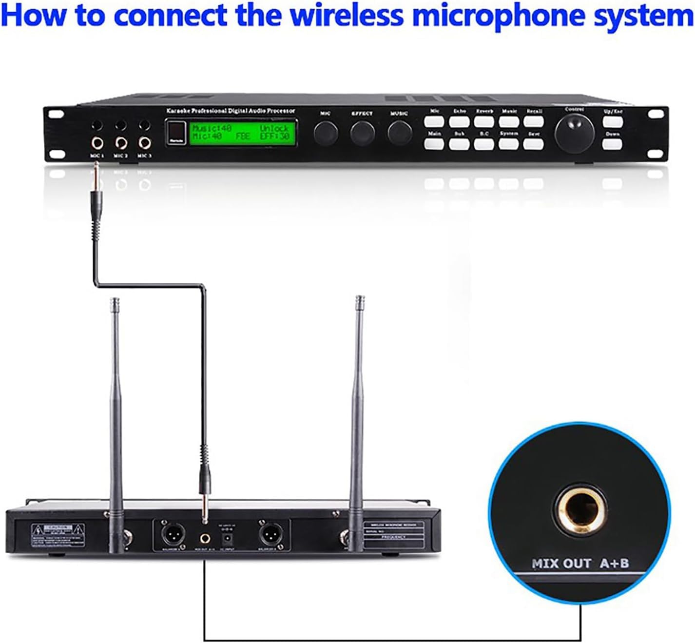 Kanduo Ecualizador estéreo de Audio Reverberador Mezclador Digital, procesador de Audio for micrófono KTV, con Pantalla LCD, efector de Audio DSP de 15 Bandas