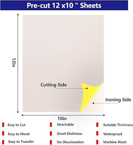 Miniatura 8 de HTVVETUR 14 hojas de vinilo de soplo 3D de transferencia de calor de 12 x 10 pulgadas, vinilo de transferencia de calor para prensa de calor,