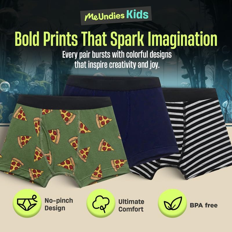MeUndies Boys Boxer Brief - Soft Modal Fabric with No Pinch Waistband | Fun Prints, Scratch-Free Design, and Durable