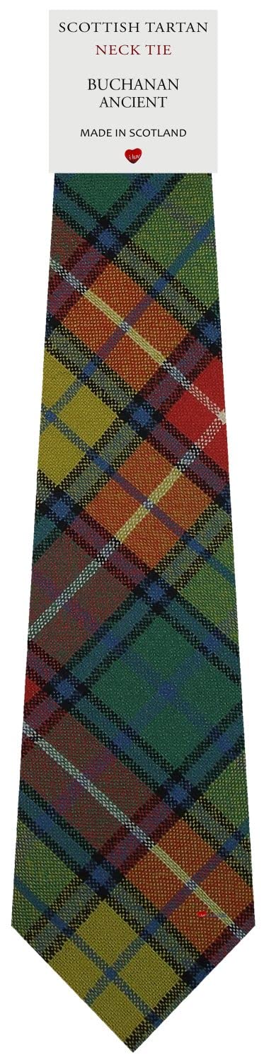 I LUV LTD Mens All Wool Tie Woven And Made in Scotland in Buchanan Ancient Tartan