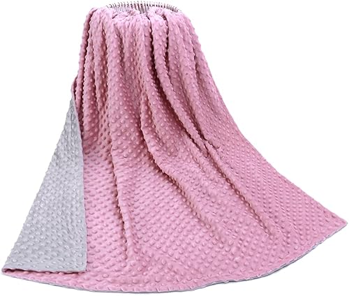 Miniatura 7 de Miracle Baby Manta de bebé rosa y gris para niñas, ultra gruesa, respaldo punteado de doble cara, 30 x 40 pulgadas, manta de vellón de felpa súper