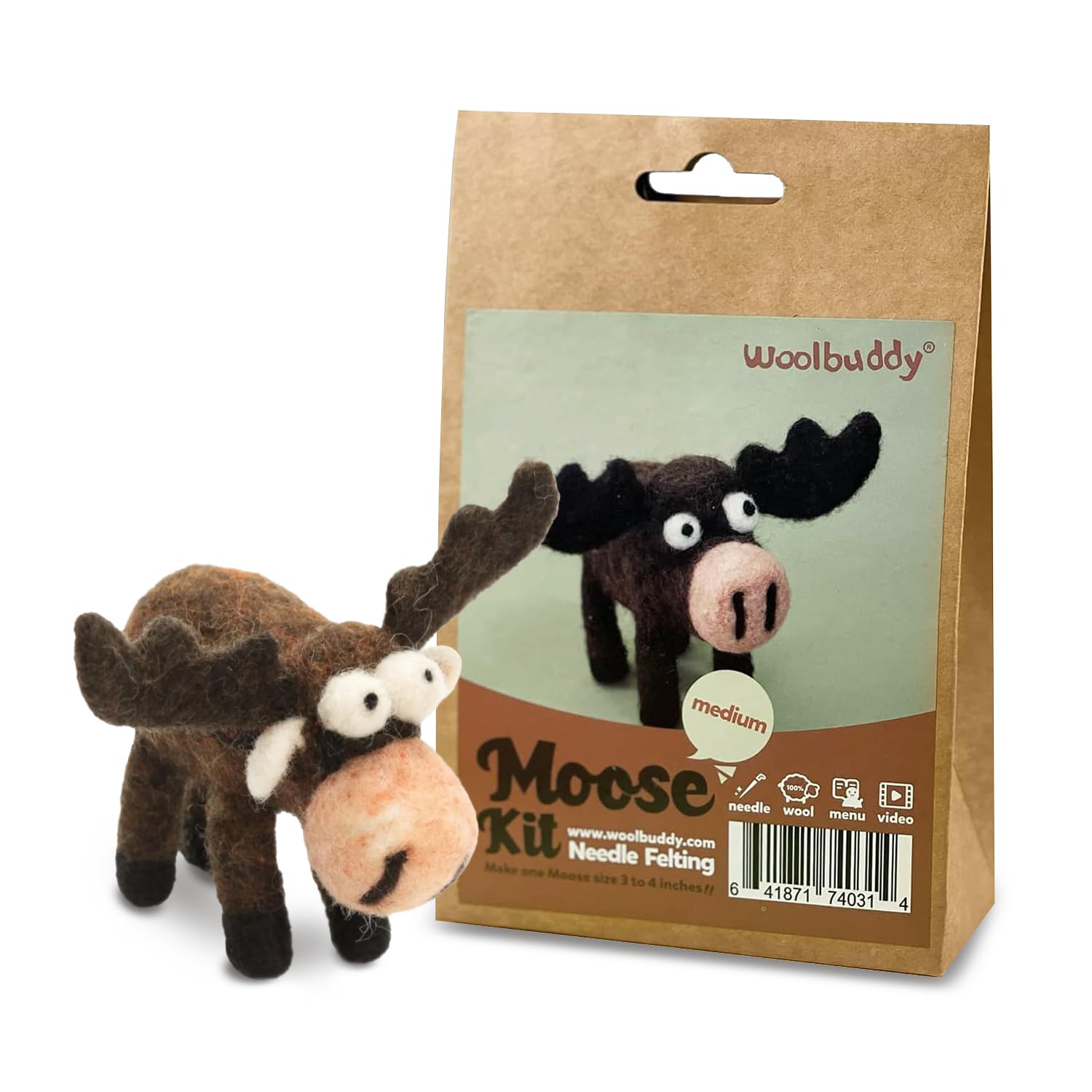 Woolbuddy Needle Felting Starter Kit (Moose) for Beginner &amp; Adult with Tool