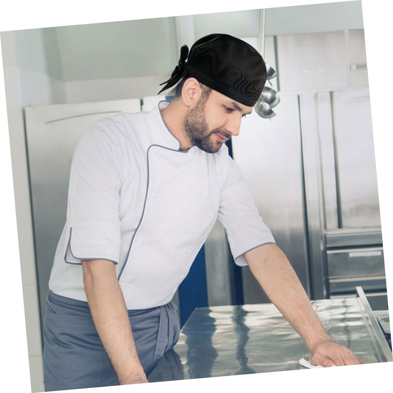 10 Pezzi Cappelli da Cuoco Neri Unisex in Cotone Tessuto Confortevoli e D'aspetto Professionale per Ristorante e Catering