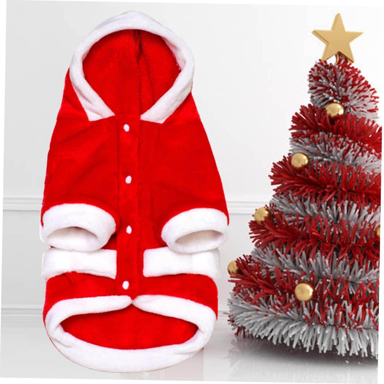 HMJGDHX 3 Pezzi Cappotto Natalizio in Flanella per Cani Abbigliamento Invernale Caldo con Cappuccio per Animali Domestici per Cani Vestito da Festa di Natale