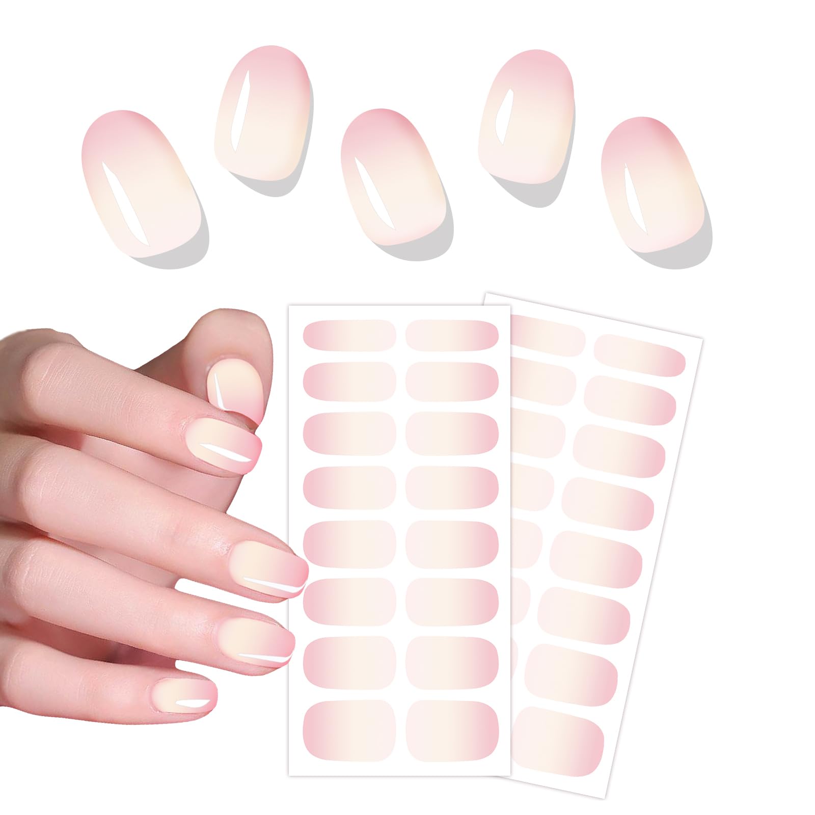 MWOOT Semi Cured Gel Nail Strips, Work with UV Lamp Cured Gel Nail Stickers Easy to Apply