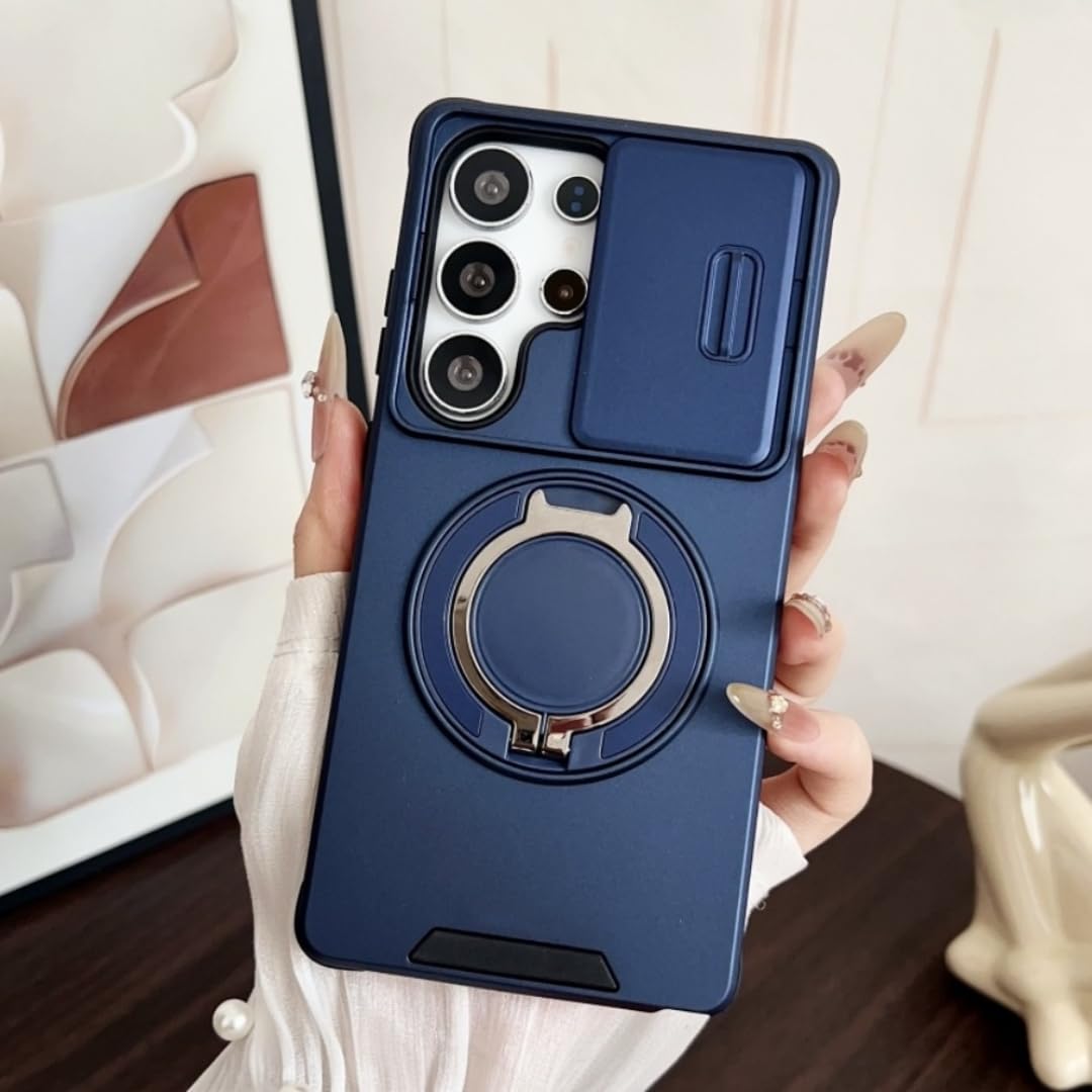 Etui z magnetycznym uchwytem do Galaxy S25 Ultra Armor, chroniące aparat i odporne na wstrząsy (do Galaxy S25 Ultra/granatowe)