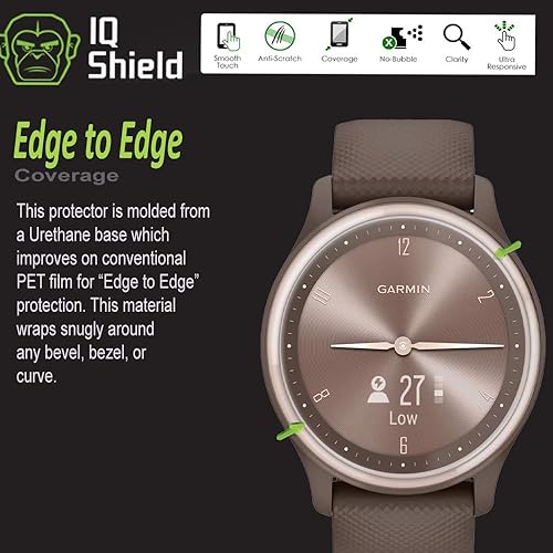 Miniatura 6 de IQShield Protector de pantalla compatible con Garmin Vivomove Sport (paquete de 6) de fácil instalación, ultra fino, antiarañazos, anti-burbujas,