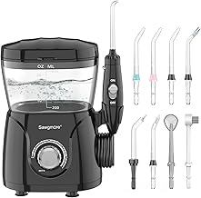 Dental Irrigator, Professional Oral Irrigator with 8 Multifunctional Nozzles, 10 Water Pressure Settings, 600ml Capacity, Teeth Cleaning, FDA/CE Approved
