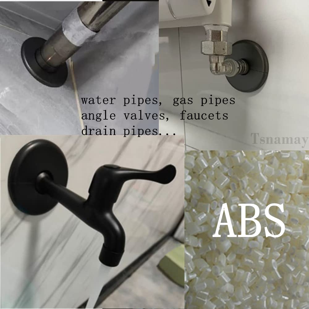 2 Pcs ABS Wall Split Flange Pipe Cover, 64mm (2.52") Inner Diameter | Self-Adhesive Escutcheon Plate For Water Pipes, Bathroom, Kitchen