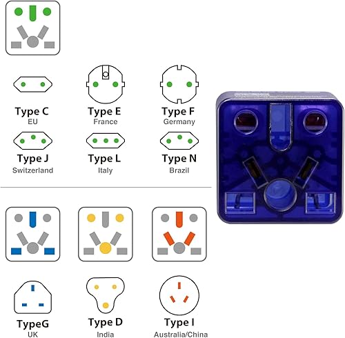Miniatura 2 de ROAD WARRIOR Adaptador de enchufe de EE. UU. EuropaReino UnidoChinaAustraliaIndiaBrasil para salida de EE. UU., no convierte voltaje RW111BL