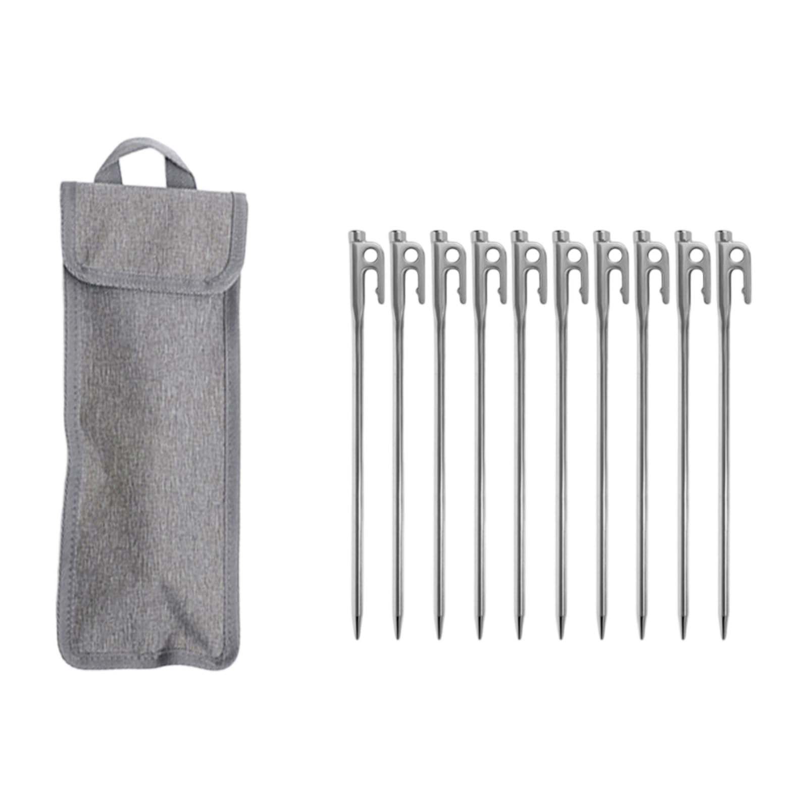 Piquetas de acero inoxidable para tienda de campaña con bolsa, anclaje al suelo para exteriores para camping y playa, tienda de campaña de acero inoxidable