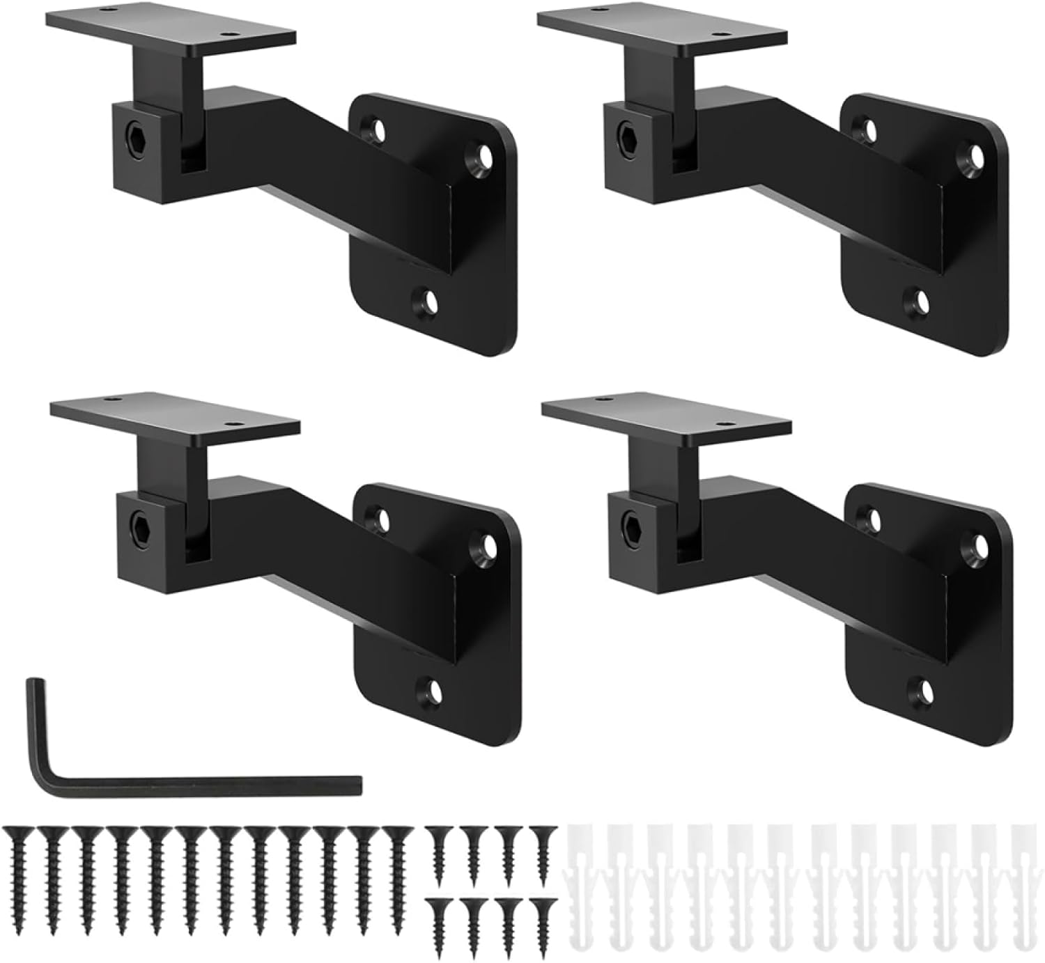 TopHomer 4 Packs Heavy Duty Handrail Bracket, Adjustable Square Stair Brackets for Home & Office Stairways Handrail, Including Screws and Wrench