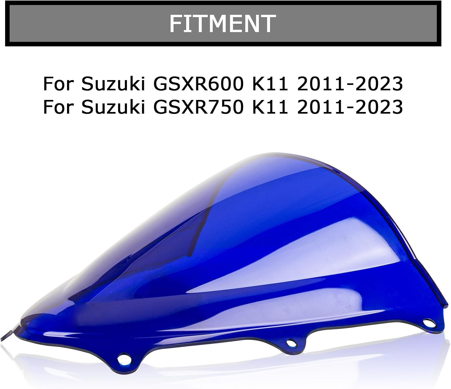 PSLER Windshield Windscreen Double Bubble for Suzuki GSXR600 GSXR750 K11 2011-2023 Blue