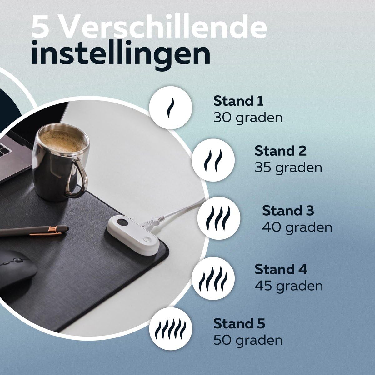 WURK Beheizte Schreibtischunterlage [80 cm x 33 cm] - Mousepad XXL - Mousepad - Multifunktionale Große Schreibtischunterlage - Schreibtischmatte [Schwarz Beheizt]