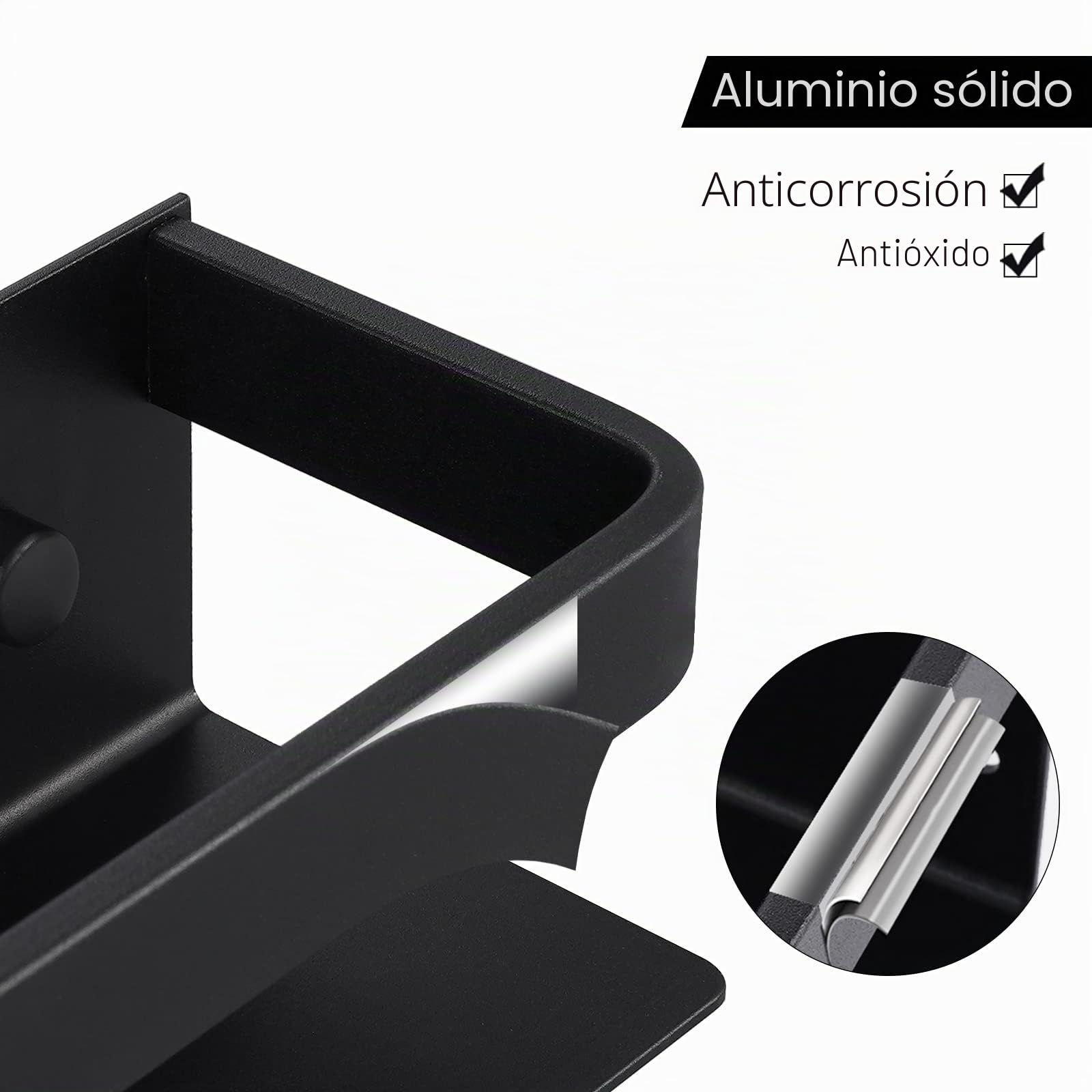 KES Especiero Negro Soporte para Especias Soporte de Especia de Aluminio 40 CM Estante Flotante de Cocina Paquete 2 Estantes Soportes de Pared, KSR401S40-BK-P2