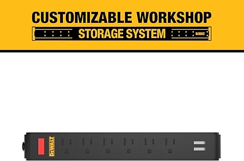 Miniatura 2 de DEWALT Regleta magnética con 6 tomas de corriente, compatible con sistema de almacenamiento DEWALT Workshop (DWST82693)