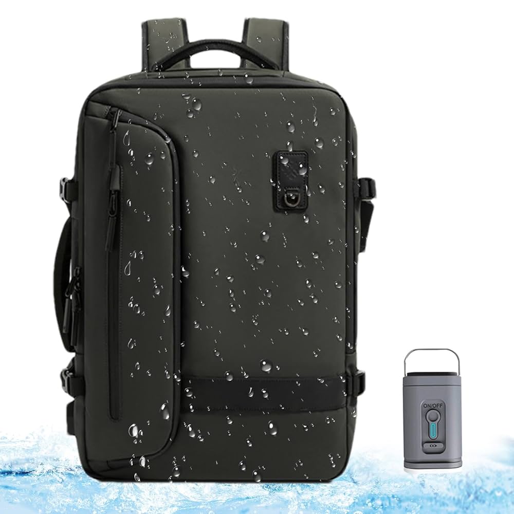 AIRBACK ブラック リュック・バックパック　圧縮ポンプ付き 真空圧縮で大容量をスマートに持ち歩き。快適な背負い心地も実現