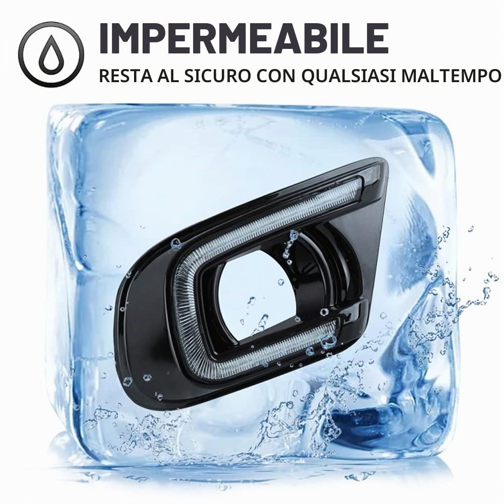 Riloer 1x Luci di Marcia Diurne DRL a Lente Trasparente Luce Bianca Blu Compatibili con D0DGE Journey/JC/JCUV 2013-2016, Compatibili con F1AT Freemont 2013-2016, Segnale di Svolta Guida Anteriore
