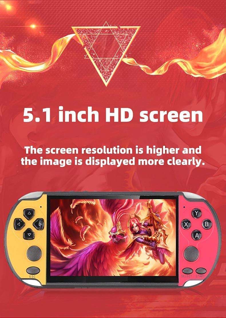 Console di Gioco Portatile Casual HD con Schermo da 5,1 Pollici con 9000 Giochi Integrati Gioco Portatile retrò Nostalgico Mp3 Mp4 AV-out per Gioco TV, Regalo di Natale per Bambini