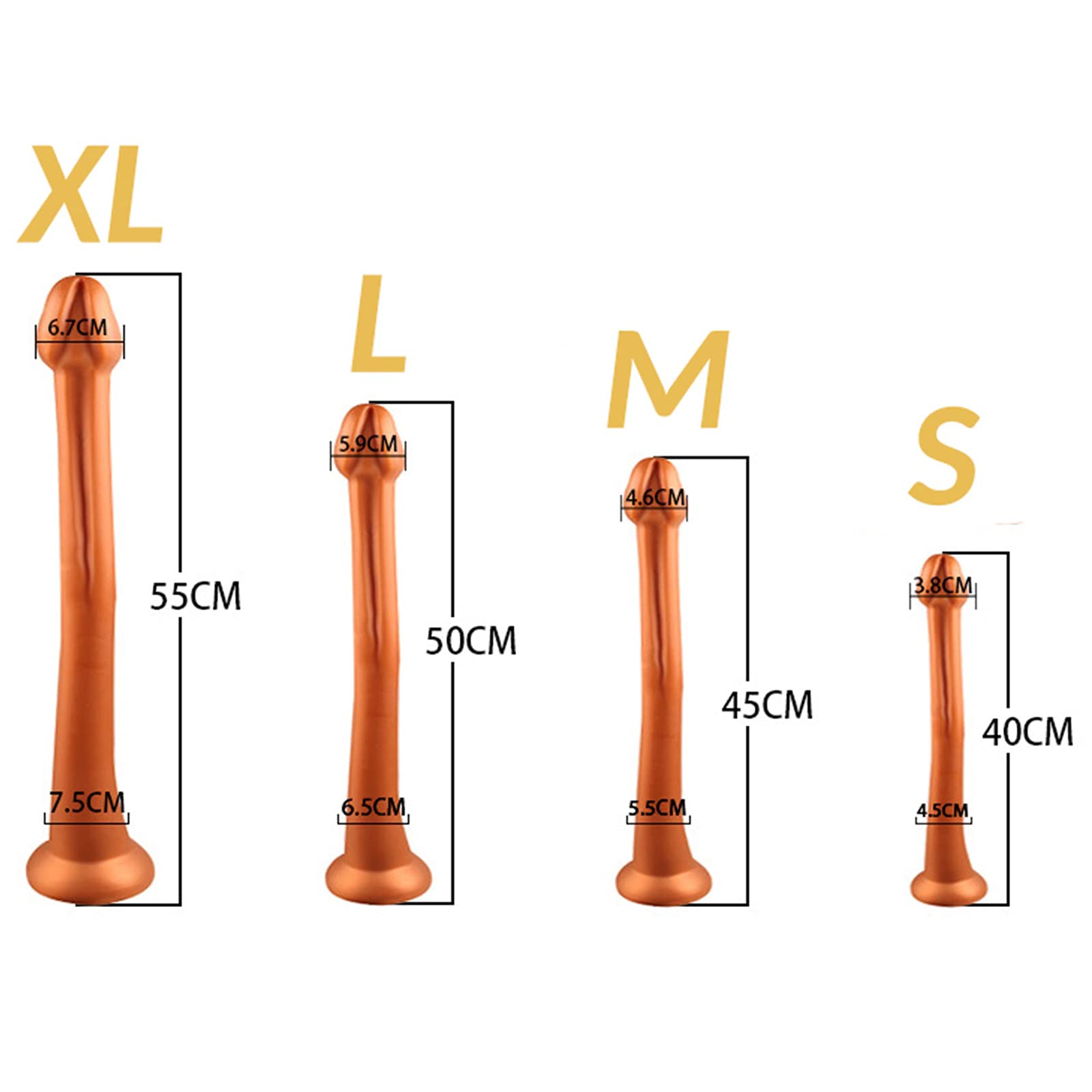 ZWBHSH Plug Anale Morbido Silicone Extra Lungo Butt Plug Dilatatore Dell'ano Vaginale Massaggiatore della Prostata Uomini E Donne Masturbatori Giocattoli del Sesso 4 Formati tra Cui Scegliere,d'oro,L