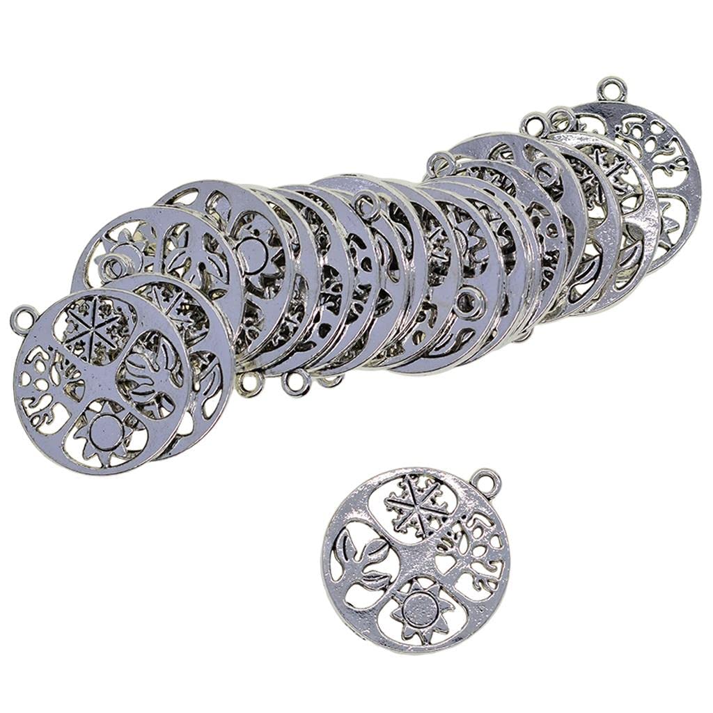 Lr Decor Bazaar 20 Pcs 4 Seasons Tree Leaf Sun Snowflake Jewelry DIY Charms Round Crafts | Beads & Jewelry Making | Charms & Pendants