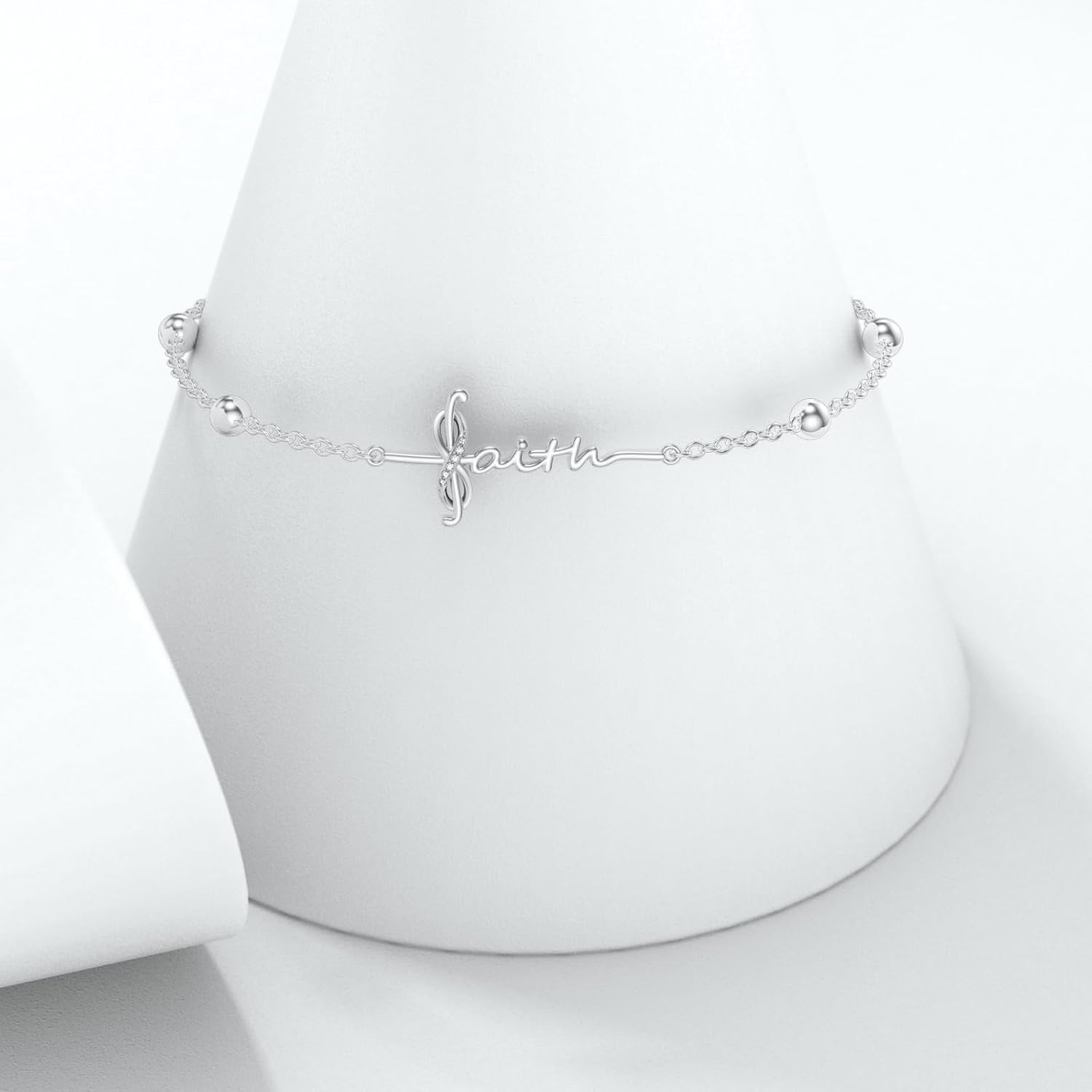 Diamond Faith Cross Bracelet for Women 925 Sterling Silver Lab Grown Diamonds Jewelry Gifts for Mom Wife Girlfriend Daughter Sister Friend - Image 2