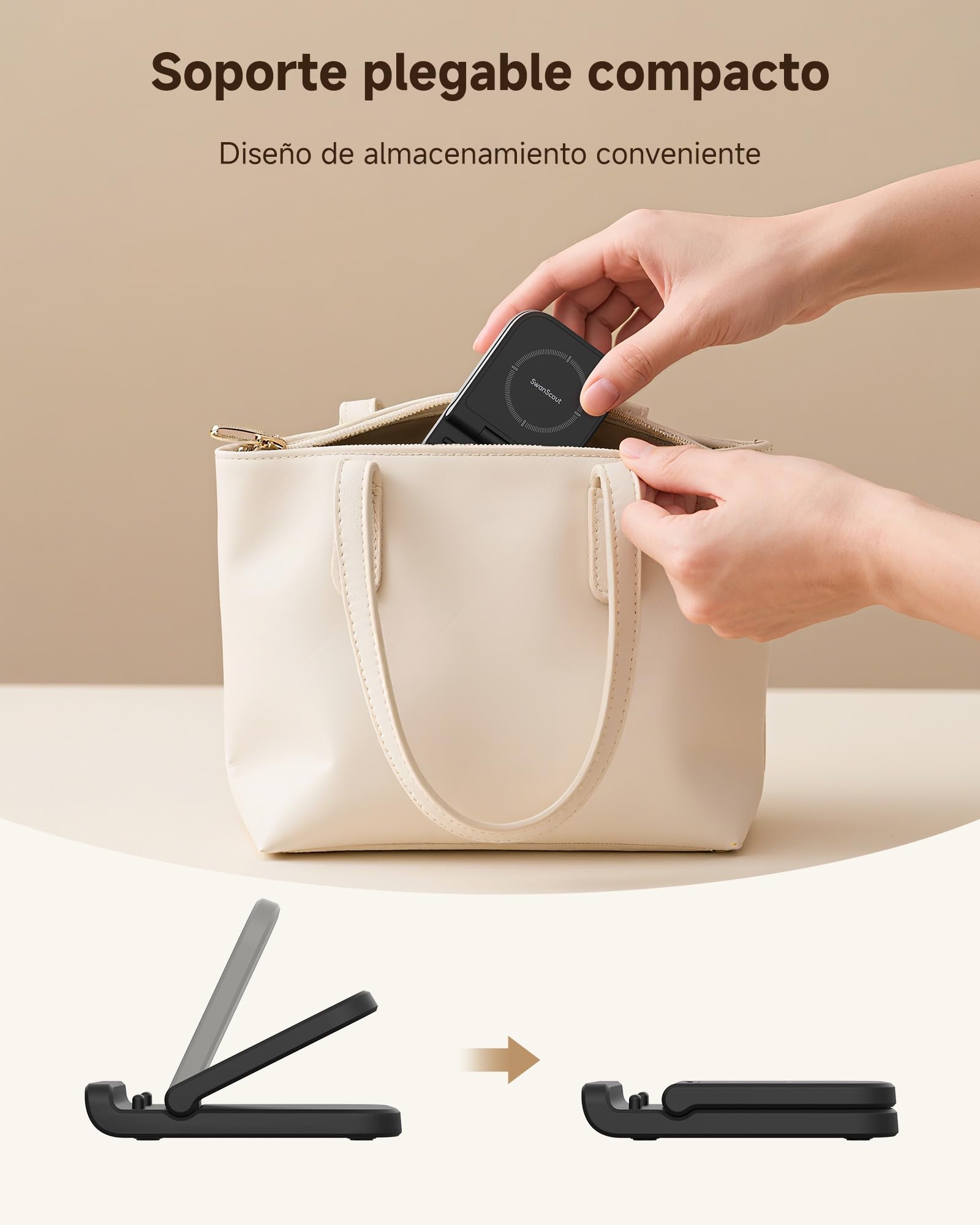 Cargador para Samsung Galaxy Z Flip 8/7/7 FE/6/5/4/3 | Cargador Inalámbrico Plegable para Galaxy Z Flip y Moto Razr 70 Ultra/70 Plus/70/60 Ultra/60/50/40, SwanScout 501S