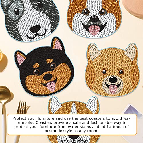 Mvvmtop 8 Pcs Diamond Painting Coasters With Dimensional Holder, Diy Dog Coaster Diamond Art Kits Non-Slip Coaster For Beginners, Kids And Adults Art Craft Supplies #TOP6