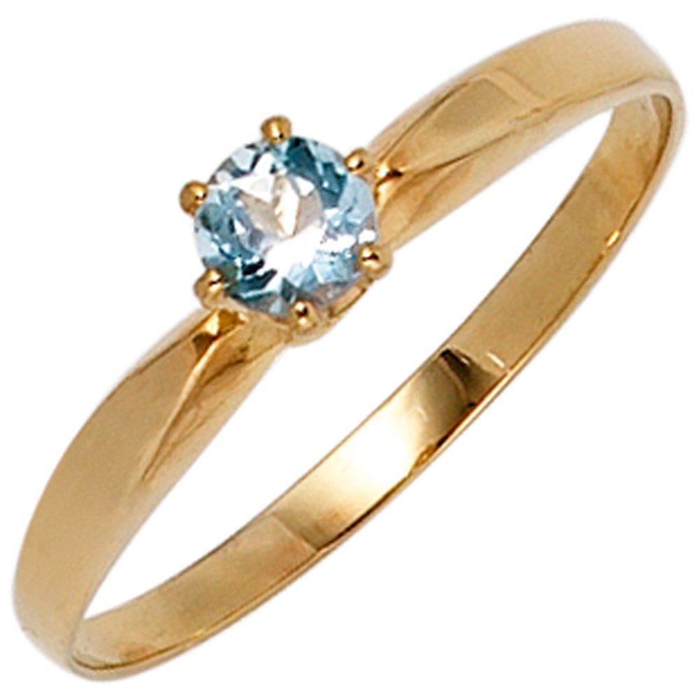 Jobo Damen-Ring aus 14 Karat 585 Gold mit Aquamarin