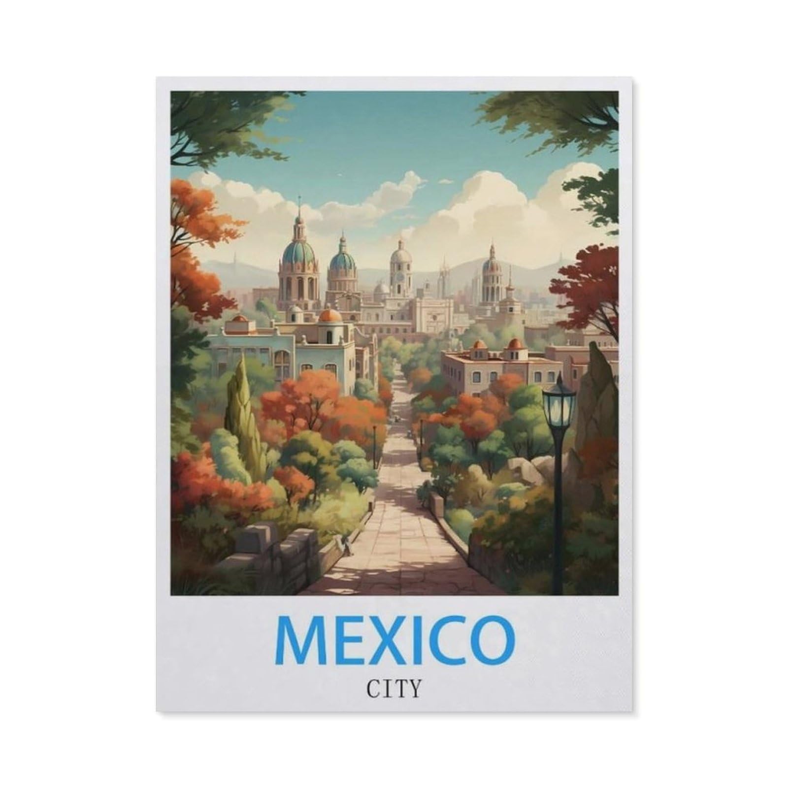 BEAYODKP 5D Diamond Painting Set for Adults and Children，Mexico City Vintage Travel Poster，DIY Diamond Crystal Rhinestone Embroidery Painting（50 x 60 cm/19.68 x 23.62 inches）-BV64