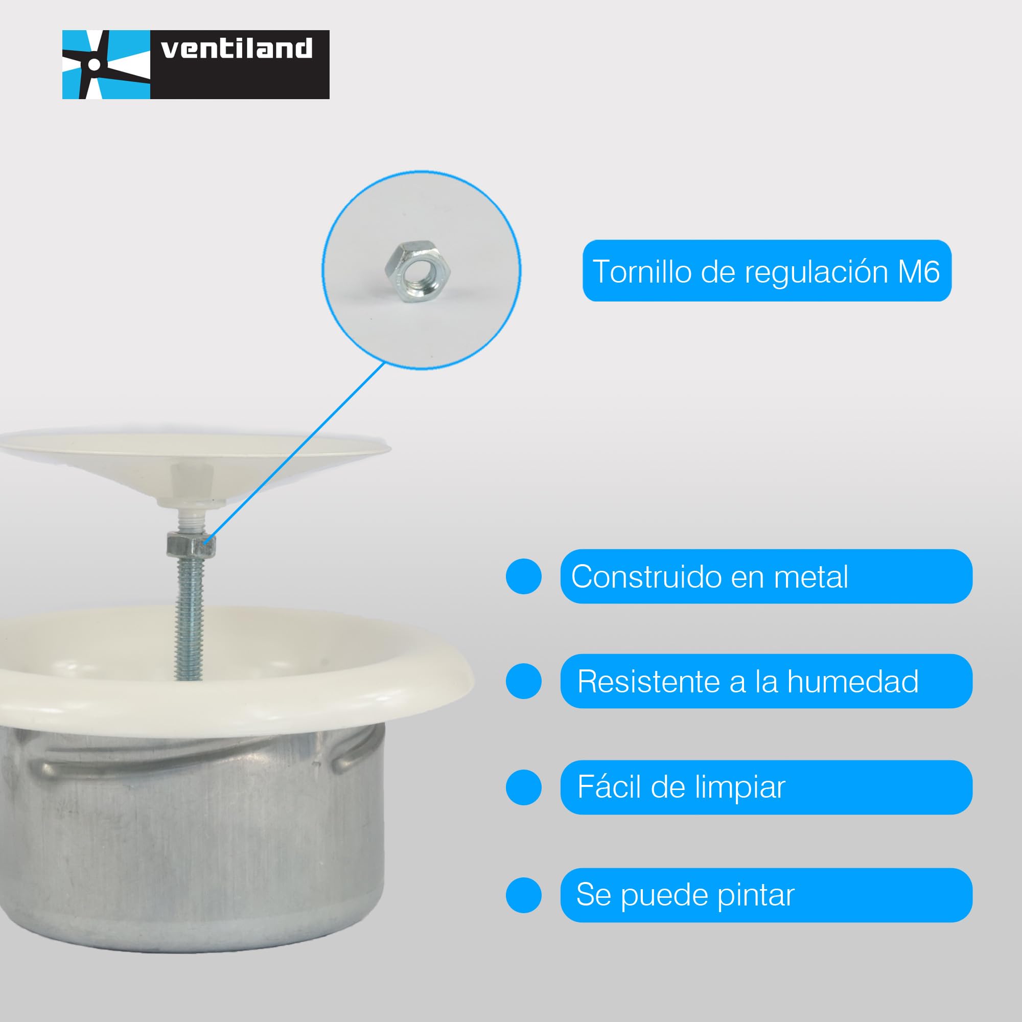 Bouche d'extraction et d'insufflation métallique réglable ø 200 mm