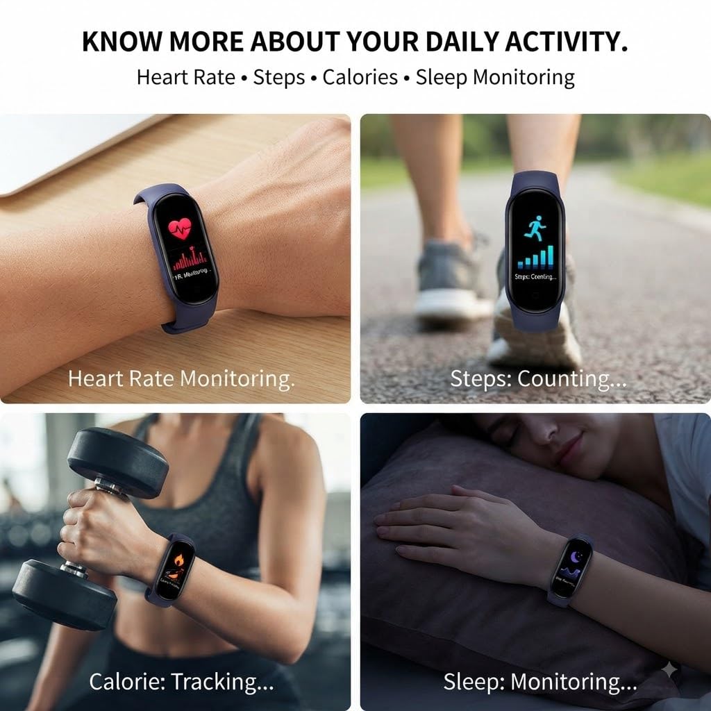 Captcha Smart Fitness Band M10 Lite Band Bracelet/Fitband, Heart Rate Monitor Sensor OLED Bluetooth Wristband Waterproof Sports Health Activity Tracker Watch for All Boys/Girls 2