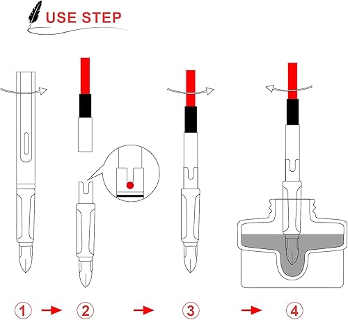 Miniatura 2 de Marspark Convertidor de tinta universal para pluma estilográfica, 6 piezas, convertidor internacional de cartuchos de tinta (rojo)