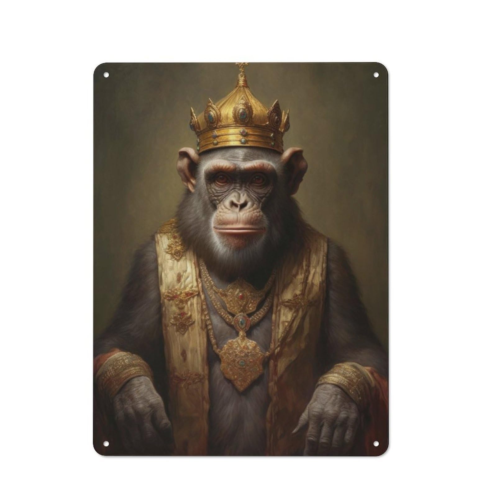 Junmoney King Chimpanzee Metal Wall Sign 40X30cm, Rustic Decor For Hallway Wall, For Metal Sign Collectors, For Garage And Workshop Walls