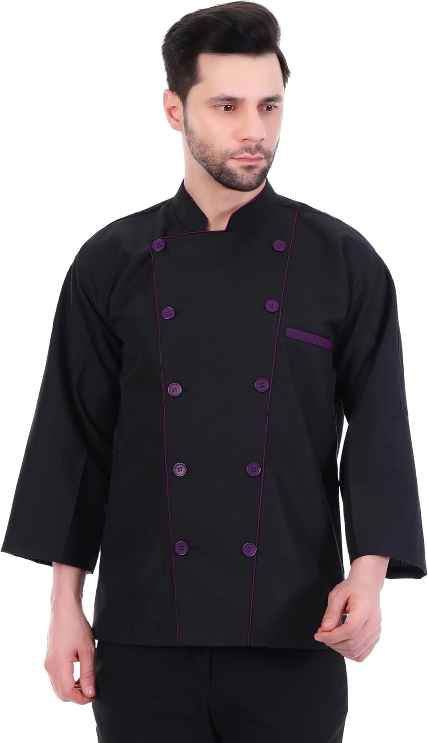 DP-01 Black Chef Jacket | Chef Coat | Chef Uniform for Men | Light Weight Chef Dress for Kitchen