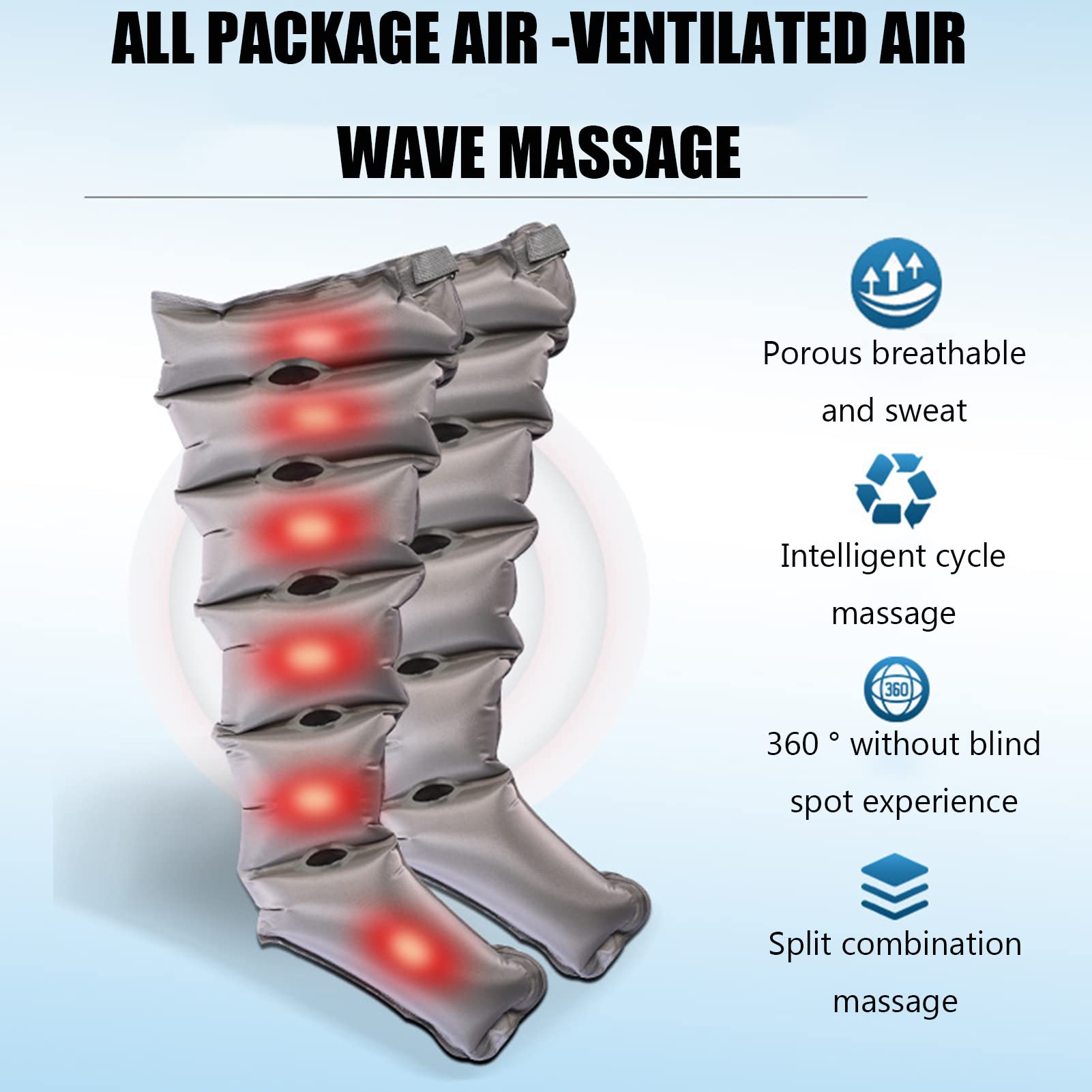 Macchina per massaggiatore a compressione d'aria per macchine per massaggio linfatico delle gambe Rilassa la circolazione sanguigna Avvolgimenti per le gambe Macchina per massaggio ai piedi con funz