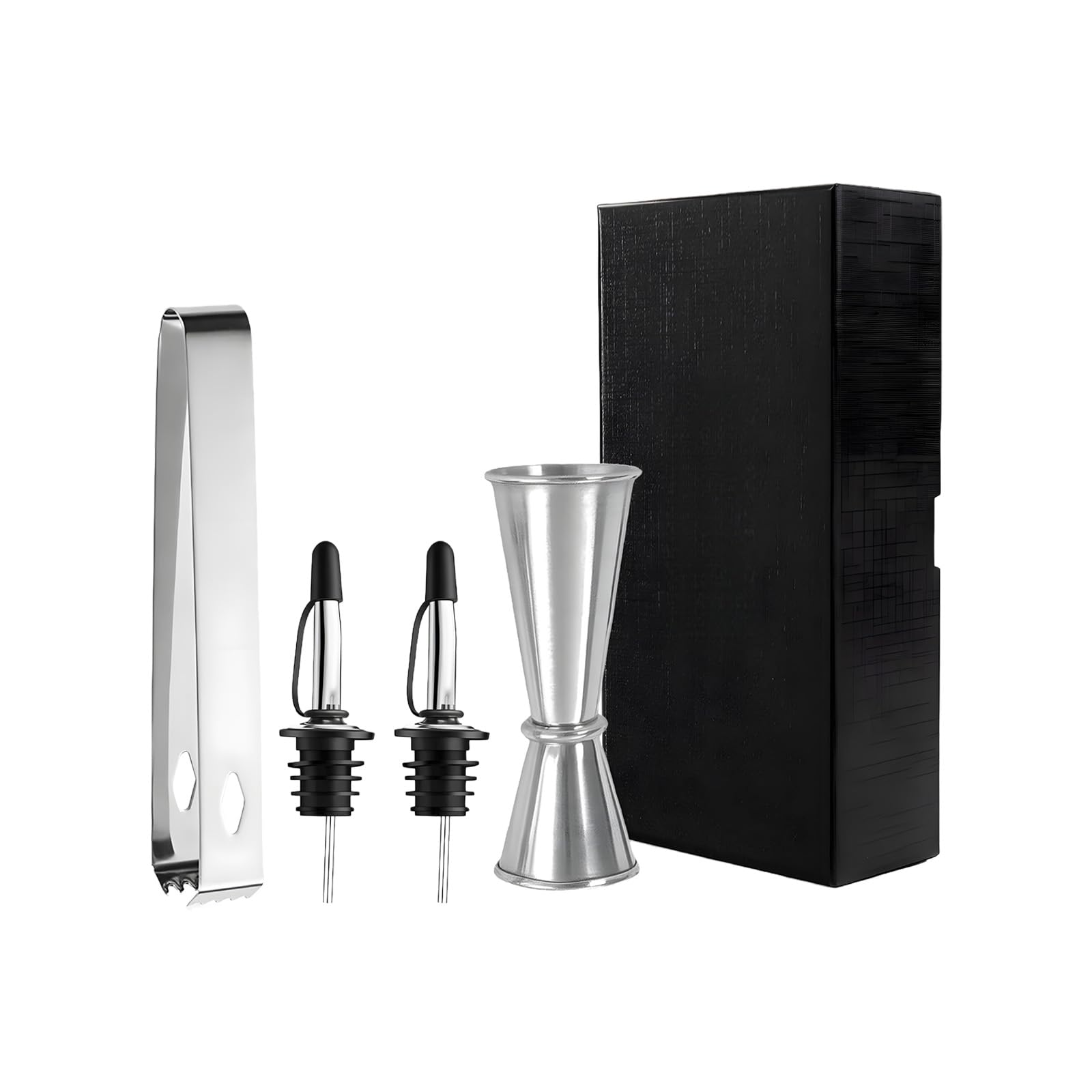 Snorvixre Pubs Tool Set Nonrust Steel Ice Clamps Accuracy Measuring Cup and Leak Proof Spouts for Cocktails Enthusiasts Home Pubs Tool with Ice Tongs