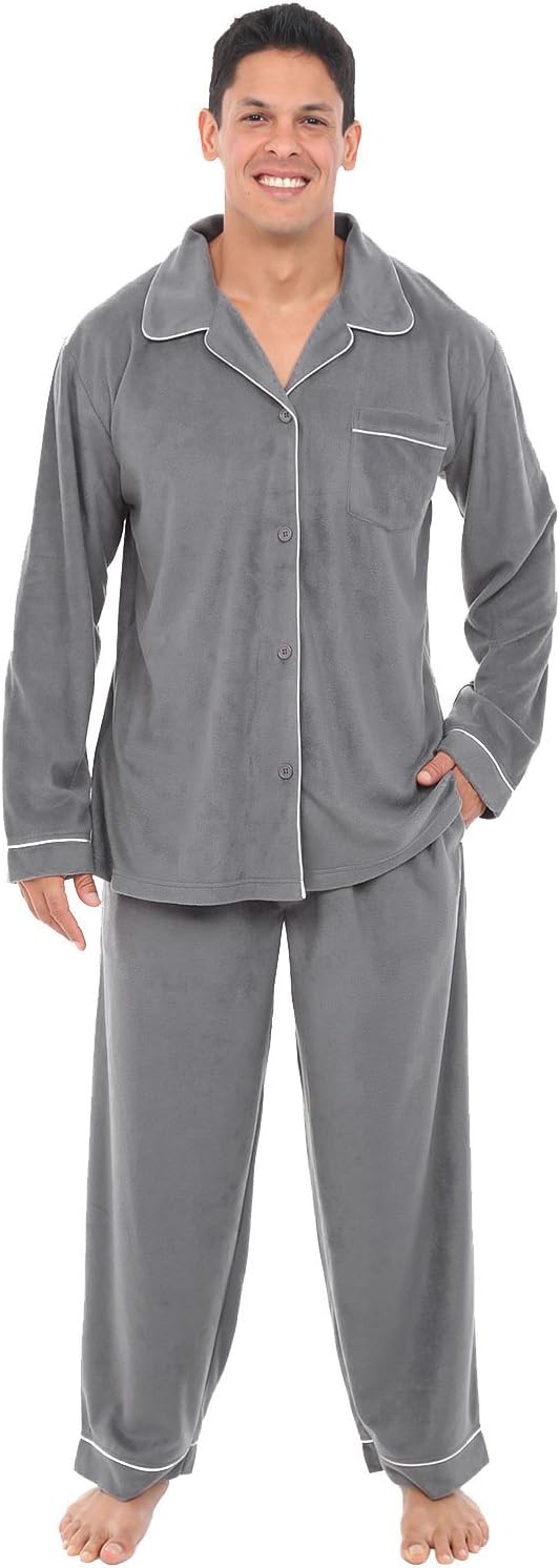 Alexander Del Rossa Men's Fleece Pajamas Set, Mens Warm Pajamas