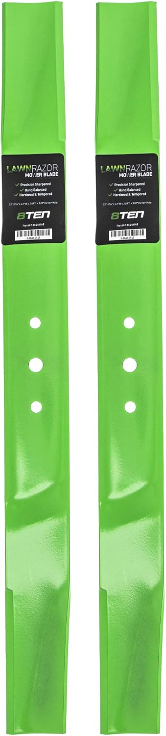8TEN LawnRAZOR Mower Blade for MTD White Walk Behinds 22 inch Decks 0303-000 32-0009105 742-0125 942-0125B (High Lift) 2 Pack