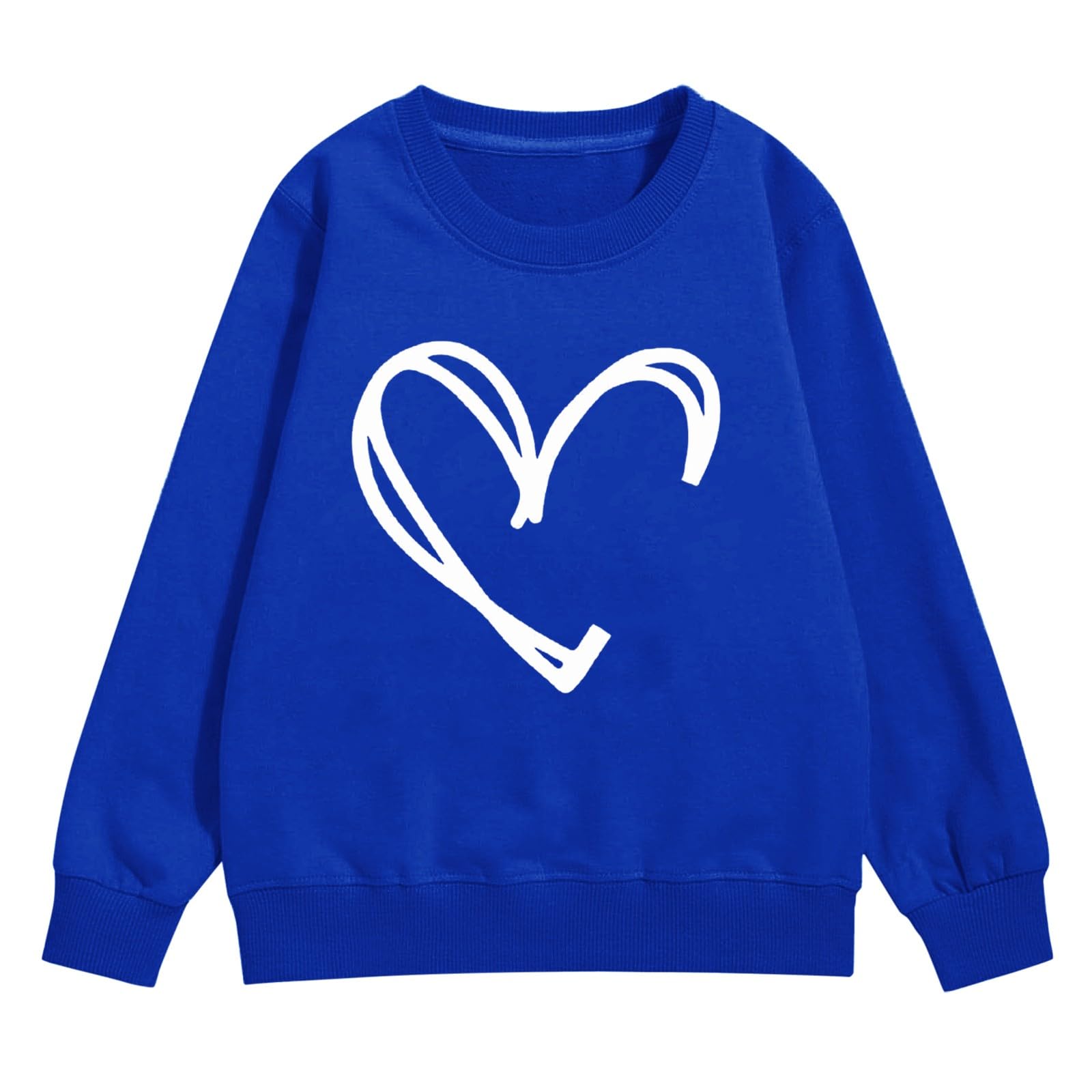 Kids Crew Neck Sweatshirt Cute Heart Print Long Sleeve Pullover Lightweight Loose Fit Valentine's Day Sweatshirt Ideal for Autumn Winter Christmas & Festivals