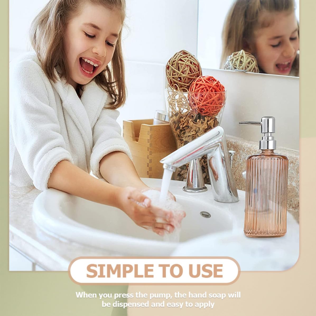 SOLUSTRE Dispensador de Jabón de Vidrio Recargable 500ml Bomba, 3 Piezas para Baño y Hotel, Botella Dosificadora Resistente y Práctica