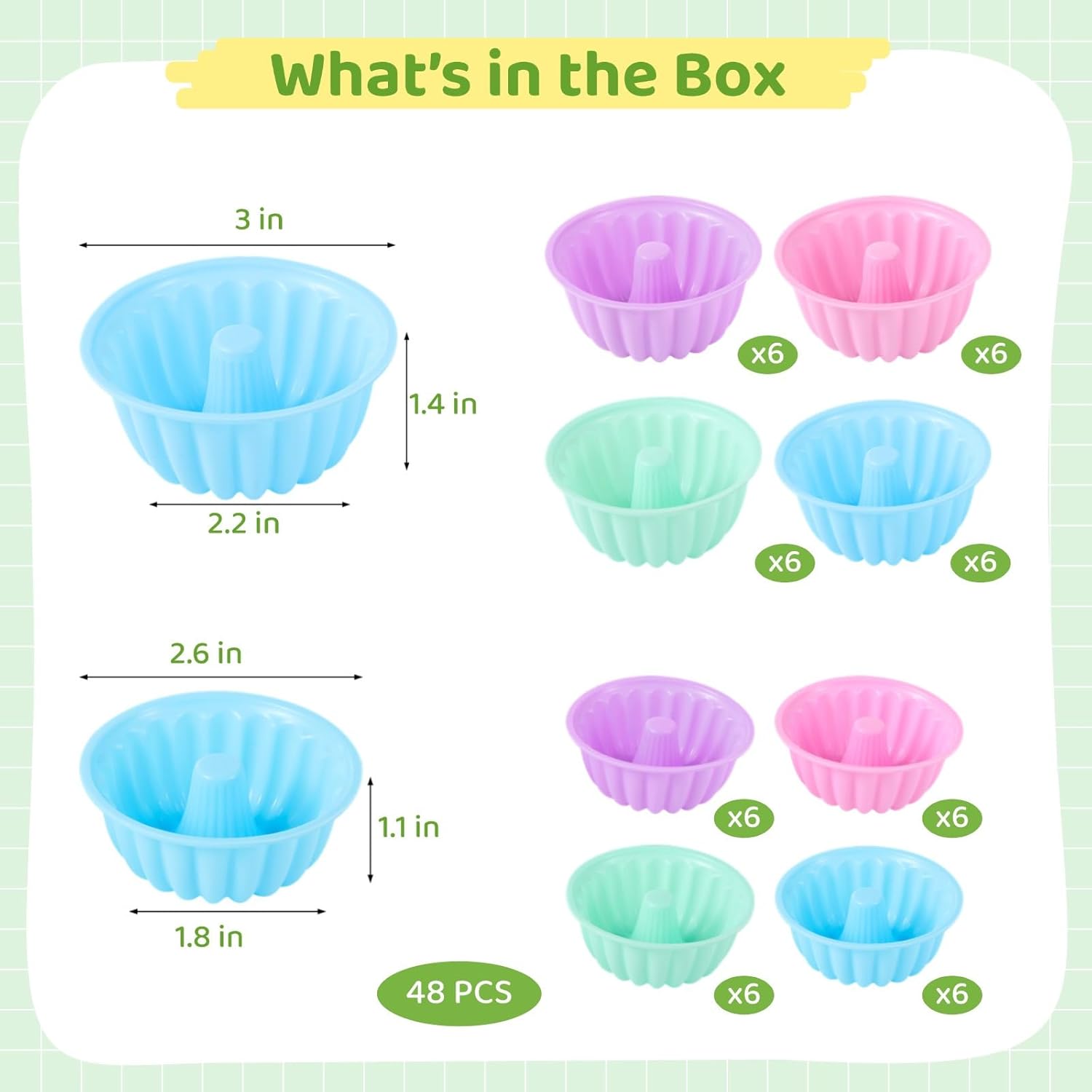 48-Count Silicone Donut Pans, Non-Stick Muffin Liners In Small & Medium Sizes, Assorted Color Fluted Molds For Baking Donuts, Muffins, And Cakes