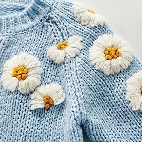 Kids Baby Girl Kniited Cardigans Crewneck Long Sleeve Buttons Sweater Solid Crochet Coat Jacket Outwear For Toddler (C- Blue,0-3 Months) #TOP2