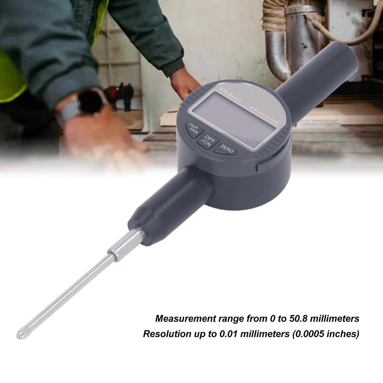Digitale Messuhr, 0–2 Zoll Messbereich, Elektronische Messuhr, Digitale Sondenanzeige, Messuhr, Hohe Auflösung: 0,0005 Zoll/0,01 Mm, mit Aufbewahrungskoffer
